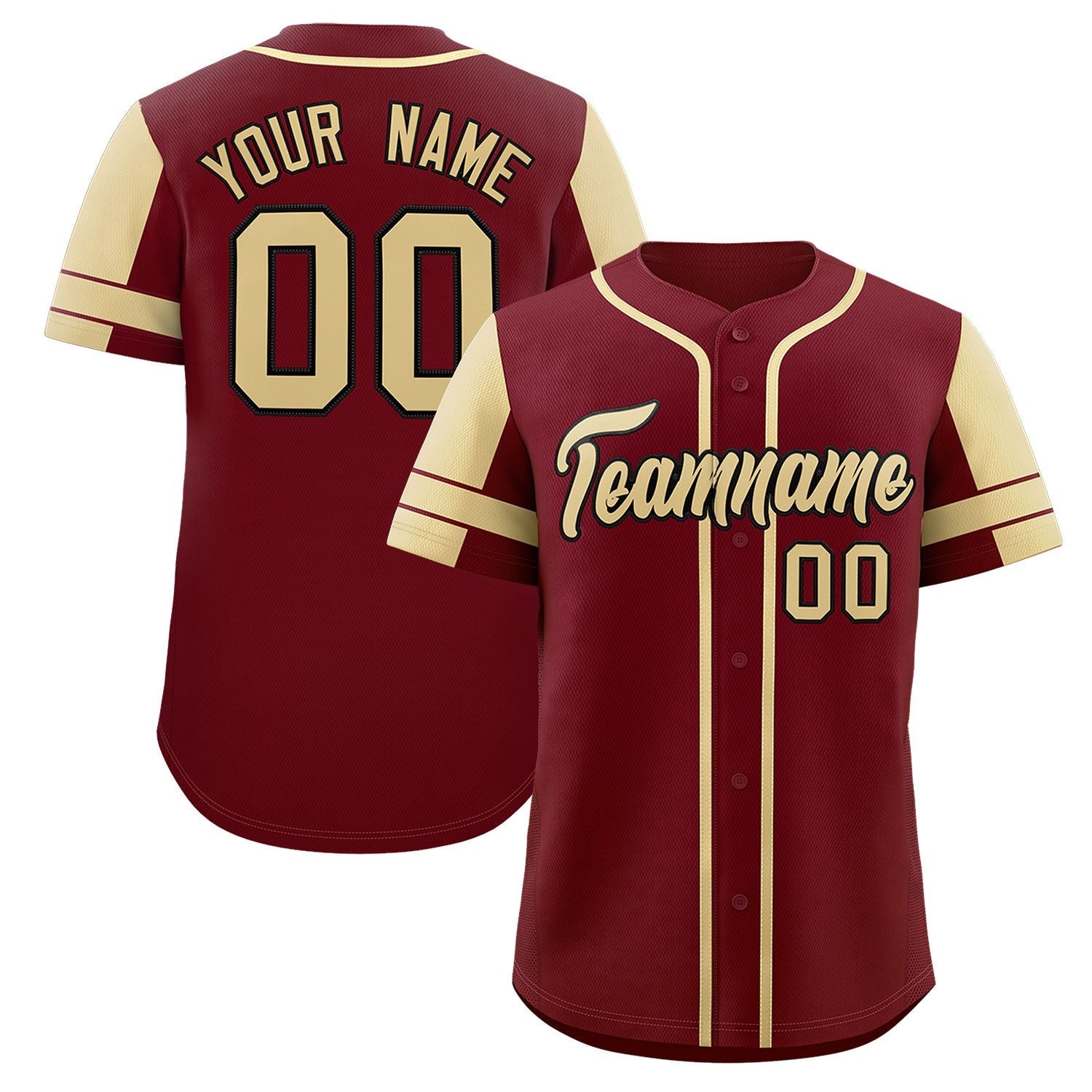 Custom Crimson Cream Personalized Raglan Sleeves Authentic Baseball Jersey