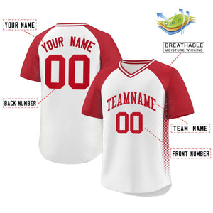 Custom White Red Raglan Sleeves Side Spot Authentic Pullover Baseball Jersey