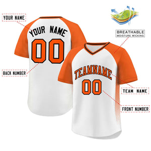 Custom White Orange Raglan Sleeves Side Spot Authentic Pullover Baseball Jersey