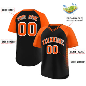 Custom Black Orange Raglan Sleeves Side Spot Authentic Pullover Baseball Jersey