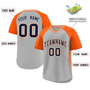 Custom Gray Orange Raglan Sleeves Side Spot Authentic Pullover Baseball Jersey