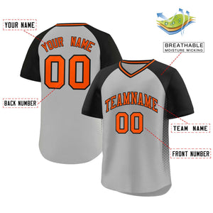 Custom Gray Black Raglan Sleeves Side Spot Authentic Pullover Baseball Jersey