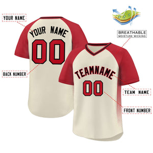 Custom Cream Red Raglan Sleeves Side Spot Authentic Pullover Baseball Jersey