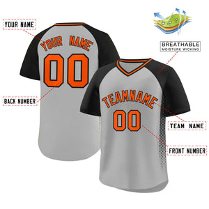 Custom Gray Black Raglan Sleeves Side Spot Authentic Pullover Baseball Jersey