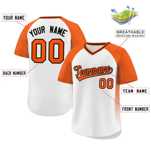 Custom White Orange Raglan Sleeves Side Spot Authentic Pullover Baseball Jersey