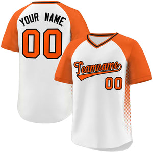 Custom White Orange Raglan Sleeves Side Spot Authentic Pullover Baseball Jersey