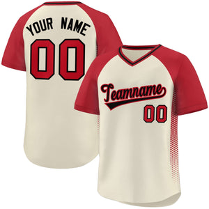 Custom Cream Red Raglan Sleeves Side Spot Authentic Pullover Baseball Jersey