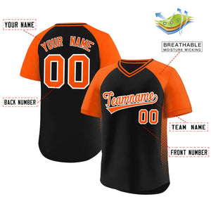 Custom Black Orange Raglan Sleeves Side Spot Authentic Pullover Baseball Jersey