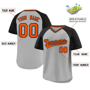 Custom Gray Black Raglan Sleeves Side Spot Authentic Pullover Baseball Jersey