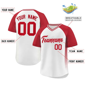 Custom White Red Raglan Sleeves Side Spot Authentic Pullover Baseball Jersey