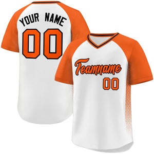 Custom White Orange Raglan Sleeves Side Spot Authentic Pullover Baseball Jersey