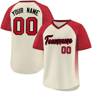 Custom Cream Red Raglan Sleeves Side Spot Authentic Pullover Baseball Jersey