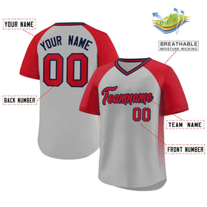 Custom Gray Red Raglan Sleeves Side Spot Authentic Pullover Baseball Jersey