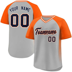 Custom Gray Orange Raglan Sleeves Side Spot Authentic Pullover Baseball Jersey