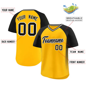 Custom Yellow Black Raglan Sleeves Side Spot Authentic Pullover Baseball Jersey