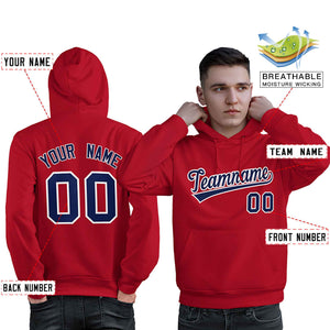 Custom Red Navy-White Classic Style Personalized Sport Pullover Hoodie