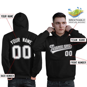 Custom Black White-Gray Classic Style Personalized Sport Pullover Hoodie