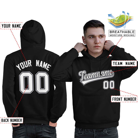 Custom Black White-Gray Classic Style Personalized Sport Pullover Hoodie