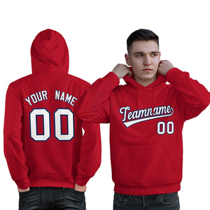 Custom Red Navy-White Classic Style Personalized Sport Pullover Hoodie