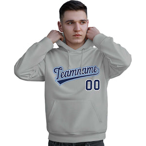 Custom Gray Light Blue-Navy Classic Style Personalized Sport Pullover Hoodie