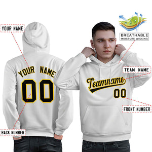 Custom White Gold-Black Classic Style Personalized Sport Pullover Hoodie