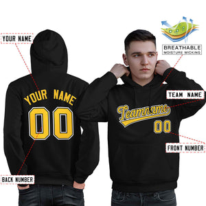 Custom Black Gold-White Classic Style Personalized Sport Pullover Hoodie