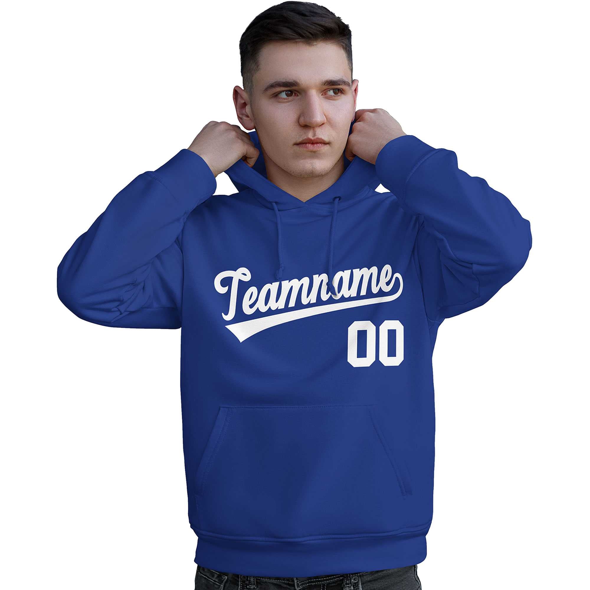 Custom Royal White Classic Style Personalized Sport Pullover Hoodie