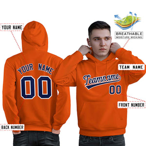 Custom Orange Royal-White Classic Style Personalized Sport Pullover Hoodie