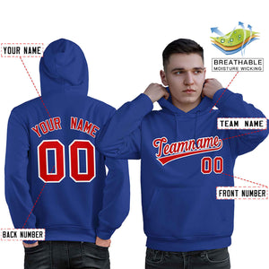 Custom Royal Red-White Classic Style Personalized Sport Pullover Hoodie