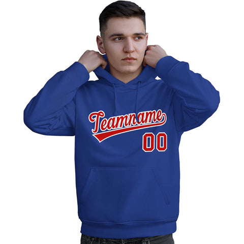 Custom Royal Red-White Classic Style Personalized Sport Pullover Hoodie