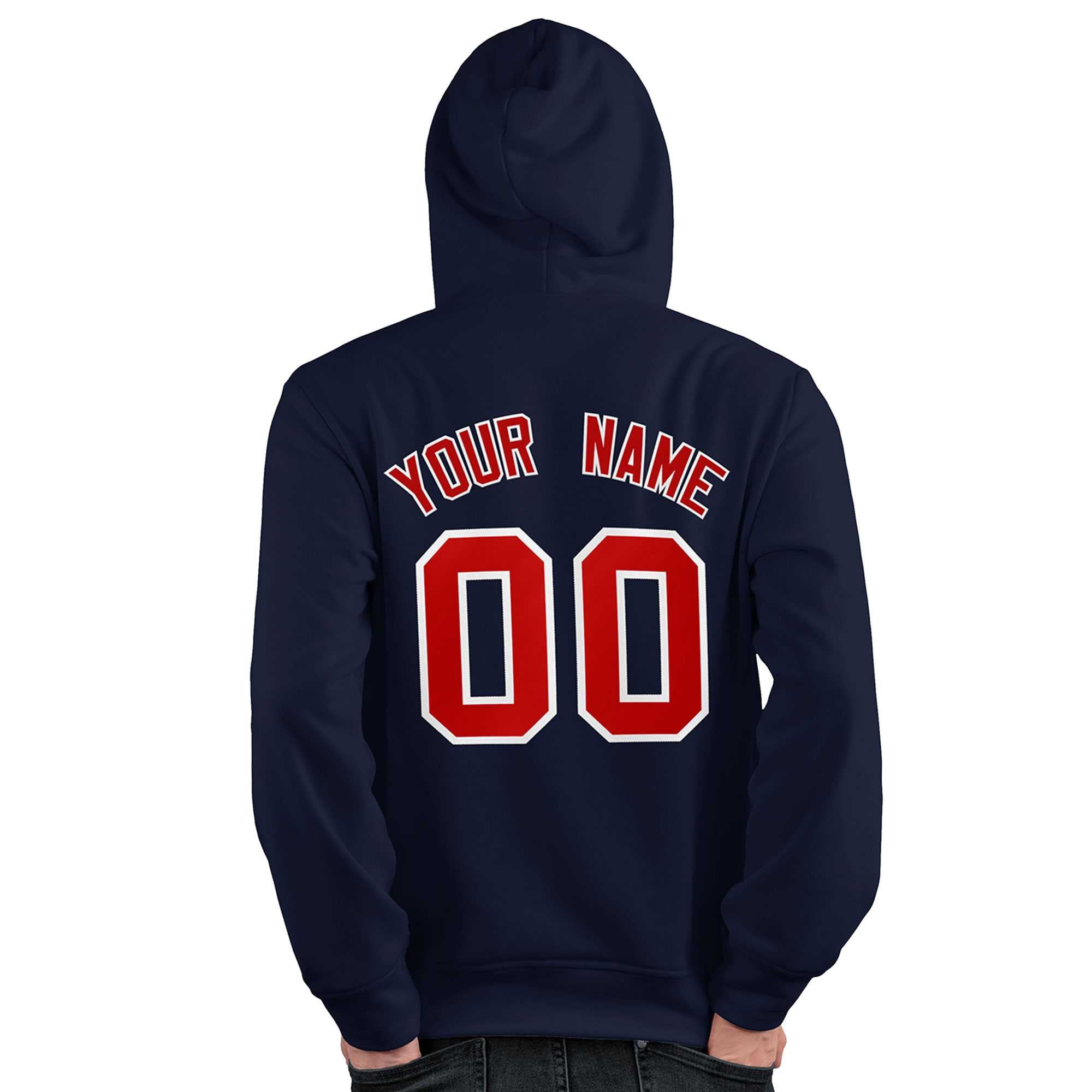 Custom Navy Red-White Classic Style Personalized Sport Pullover Hoodie