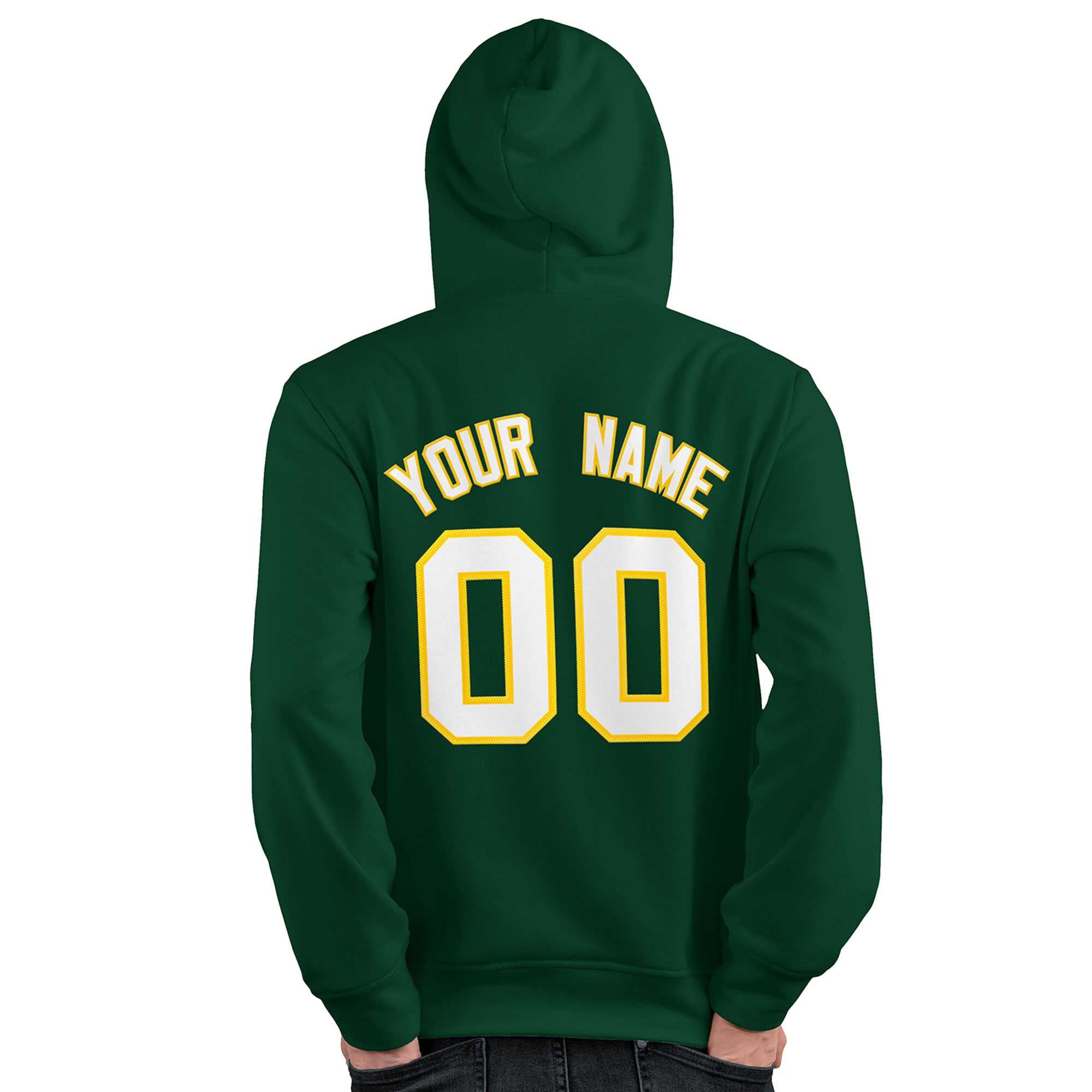 Custom Kelly Green White-Gold Classic Style Personalized Sport Pullover Hoodie