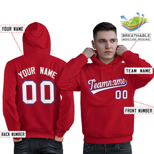 Custom Red White-Royal Classic Style Personalized Sport Pullover Hoodie