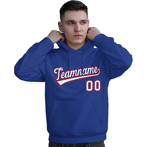 Custom Royal White-Red Classic Style Personalized Sport Pullover Hoodie