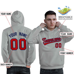 Custom Gray Red-Royal Classic Style Personalized Sport Pullover Hoodie