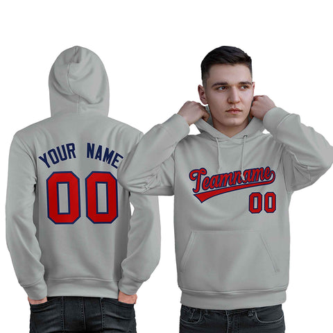 Custom Gray Red-Royal Classic Style Personalized Sport Pullover Hoodie