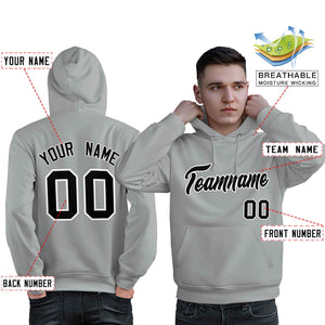 Custom Gray Black-White Classic Style Personalized Sport Pullover Hoodie