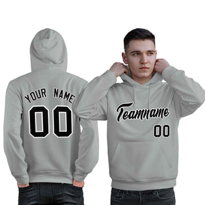 Custom Gray Black-White Classic Style Personalized Sport Pullover Hoodie