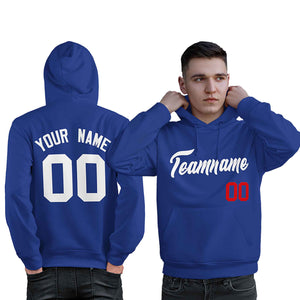 Custom Royal White-Red Classic Style Personalized Sport Pullover Hoodie