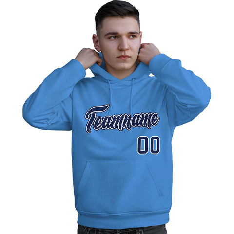 Custom Light Blue Royal-White Classic Style Personalized Sport Pullover Hoodie