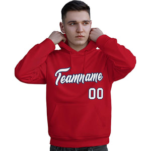 Custom Red Navy-White Classic Style Personalized Sport Pullover Hoodie