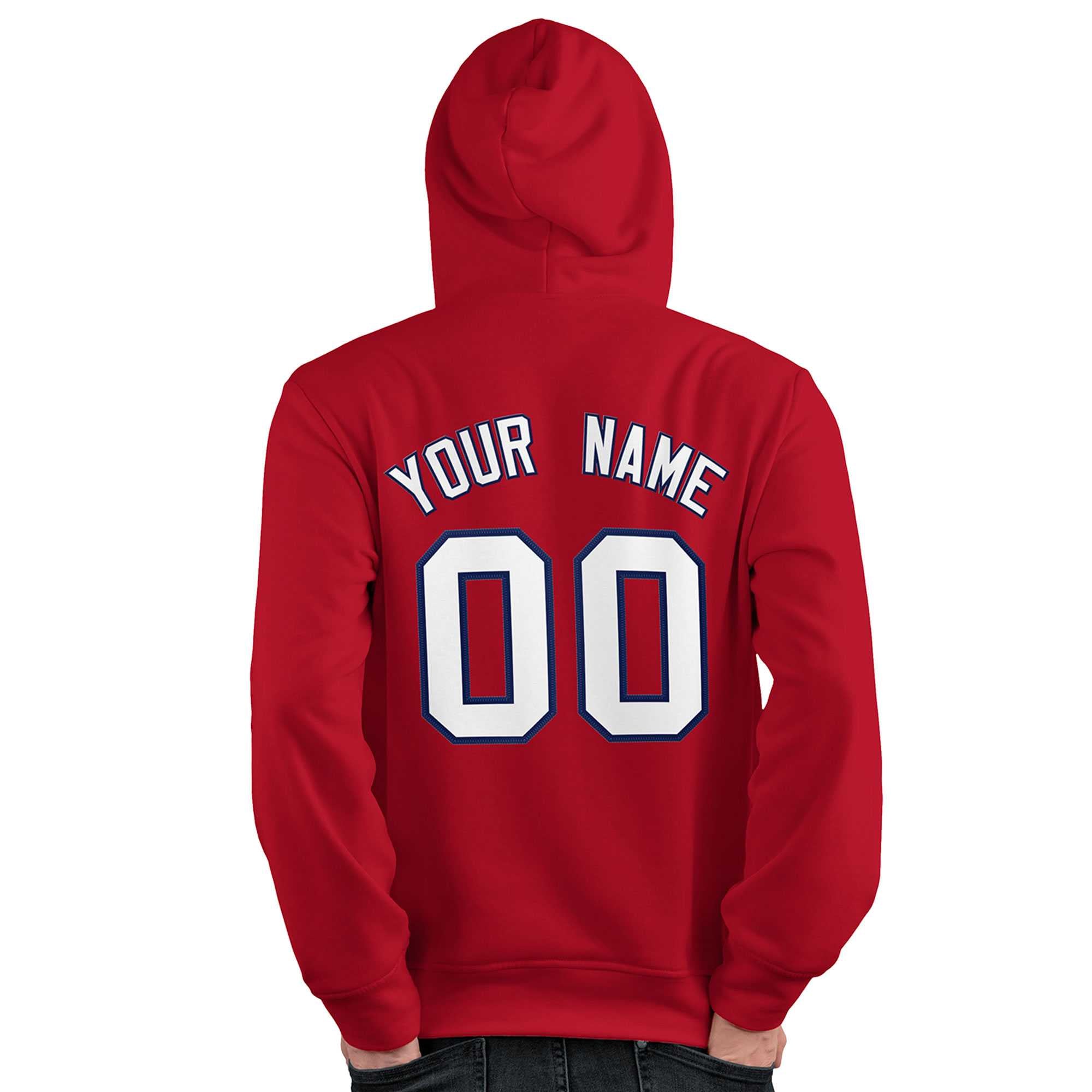 Custom Red Navy-White Classic Style Personalized Sport Pullover Hoodie