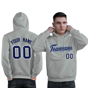 Custom Gray Light Blue-Navy Classic Style Personalized Sport Pullover Hoodie