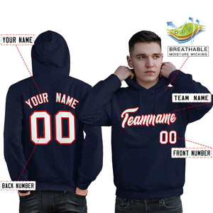 Custom Navy Red-White Classic Style Personalized Sport Pullover Hoodie