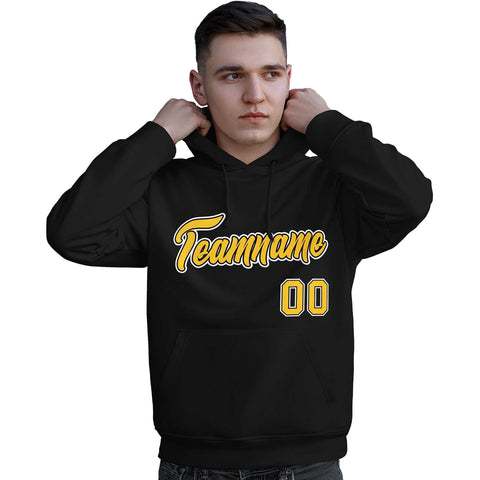 Custom Black Gold-White Classic Style Personalized Sport Pullover Hoodie