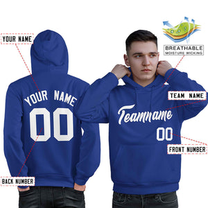 Custom Royal White Classic Style Personalized Sport Pullover Hoodie