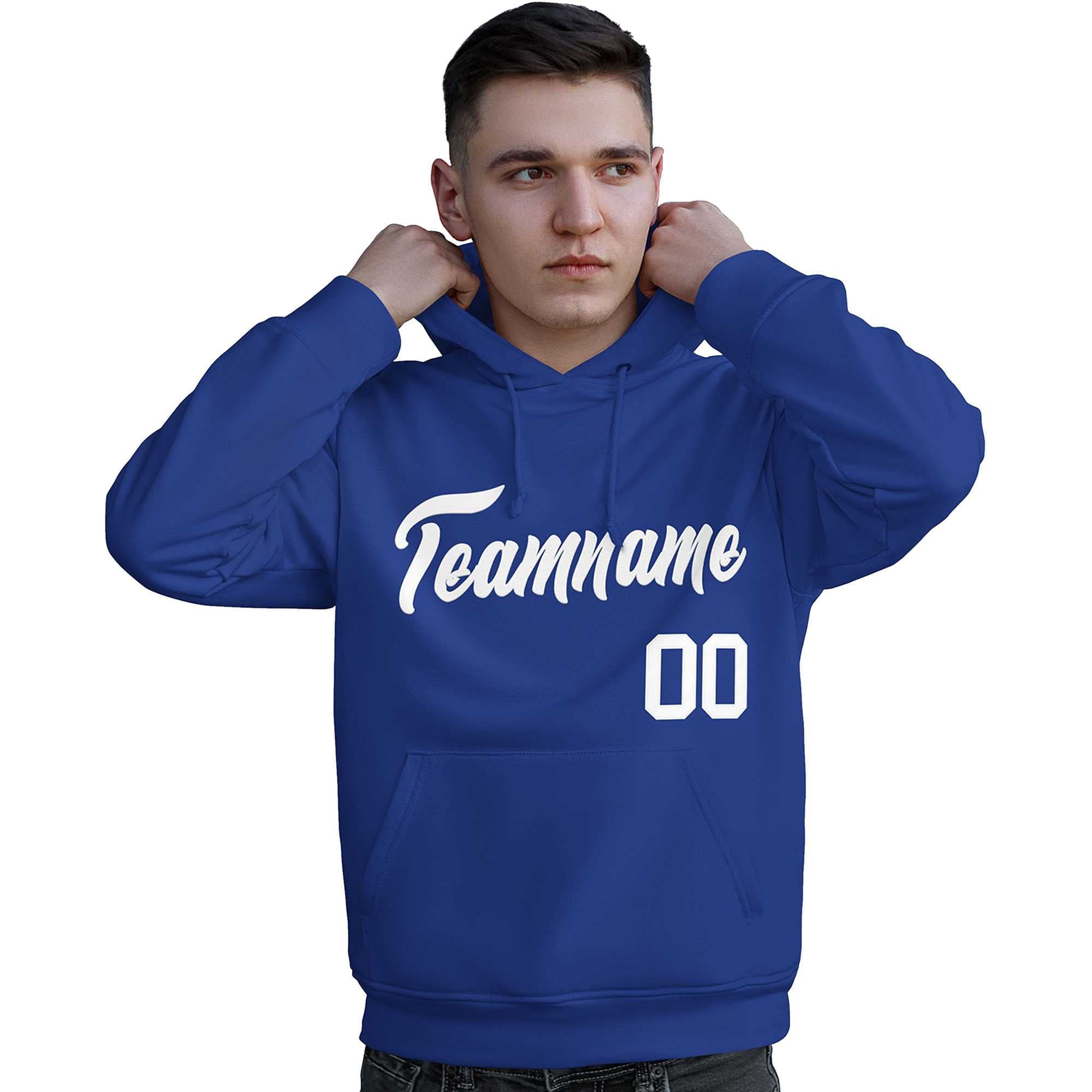 Custom Royal White Classic Style Personalized Sport Pullover Hoodie