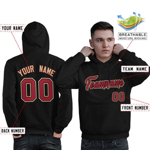 Custom Black Old Gold-Cardinal Classic Style Personalized Sport Pullover Hoodie