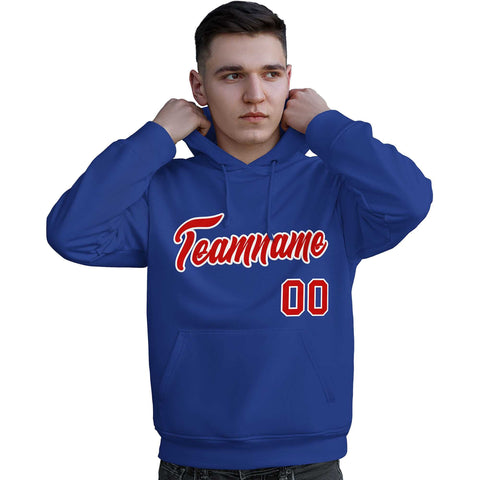 Custom Royal Red-White Classic Style Personalized Sport Pullover Hoodie