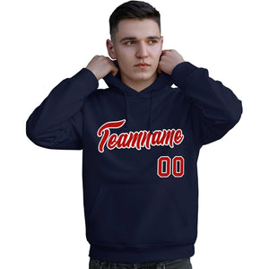 Custom Navy Red-White Classic Style Personalized Sport Pullover Hoodie